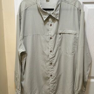White Sierra Men’s Long Sleeve Button Green Cream Check Size XXL
